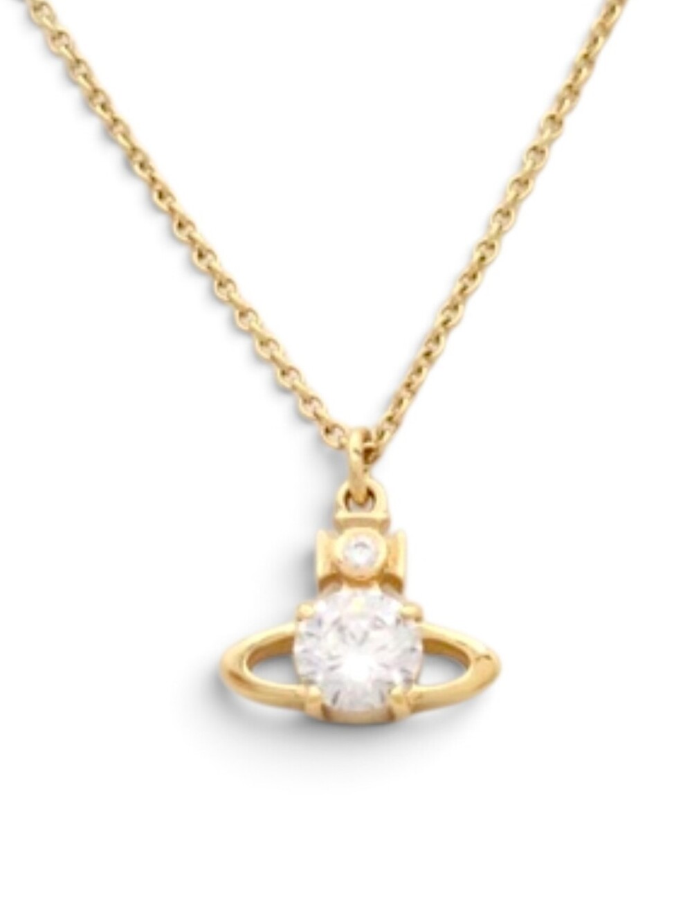 Vivienne Westwood Gold Orb Pendant Necklace with Clear Stone